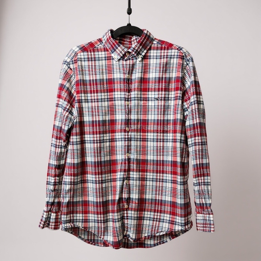 Vineyard Vines classic fit Tucker shirt red white blue men's M